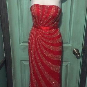 Gorgeous Vintage Red Sparkle Gown. One of a kind!